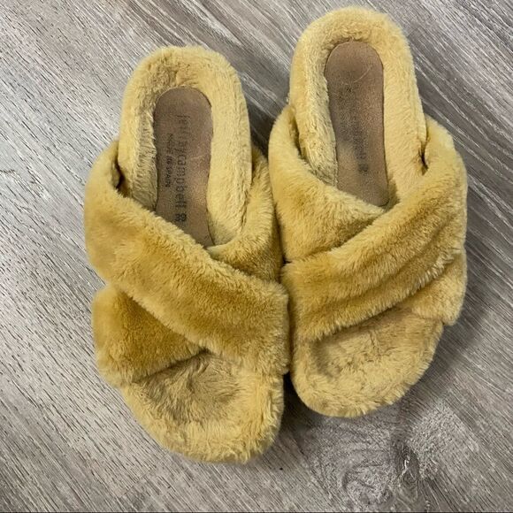 JEFFREY Campbell 60MM Faux Fur Platform Slide Sandal EU 38 Camel - Picture 3 of 8